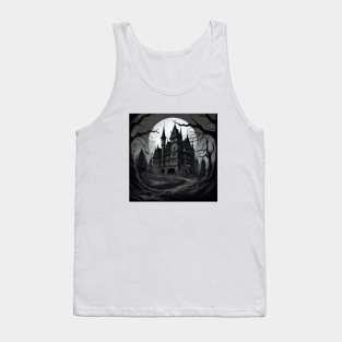 Vintage Scary Horror Castle Trees Tank Top